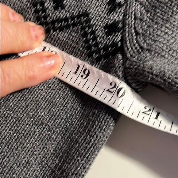 Style &Co Cardigan-Gray Zip-Up with Nordic Black Pattern Sz M - Picture 10 of 11